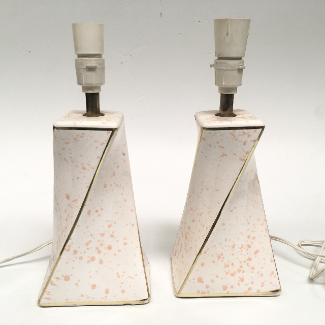LAMP, Base (Table) - Medium Ceramic, White w Pink Splatter
